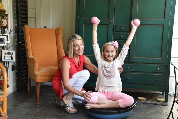 Laura O'Brien with a child